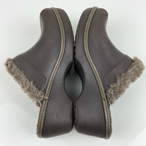Crocs Women’s Eva Fur Lined Mule Clog Brown Slip On Size 7.0 - Picture 5 of 10